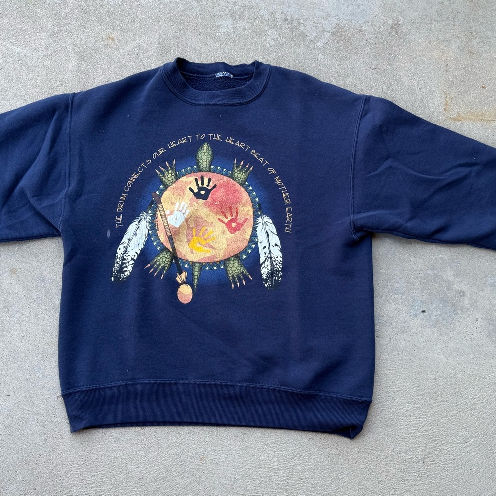Navy Graphic Crewneck Sweater